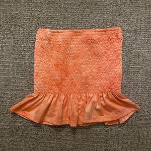 Tres Bien Strapless Ruched Peplum Top